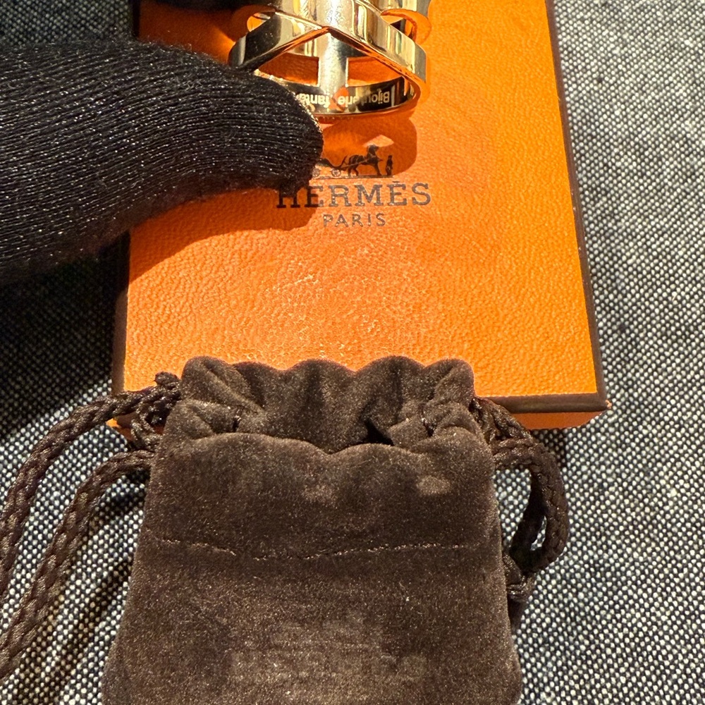 Herms Silver Crossover Ring - image 1